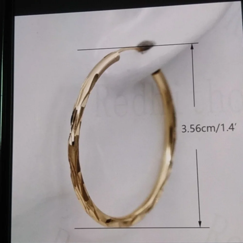 New 1.5 Yellow Gold  Hoop Earrings - Picture 5 of 6